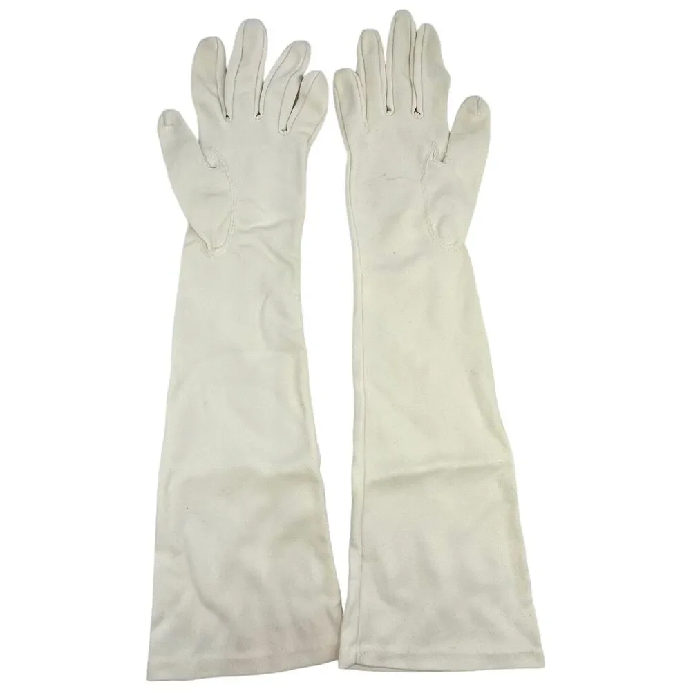 Vintage Ladies 16” Long Sleeve‎ Nylon Gloves Size 7 Crescendoe Caresse